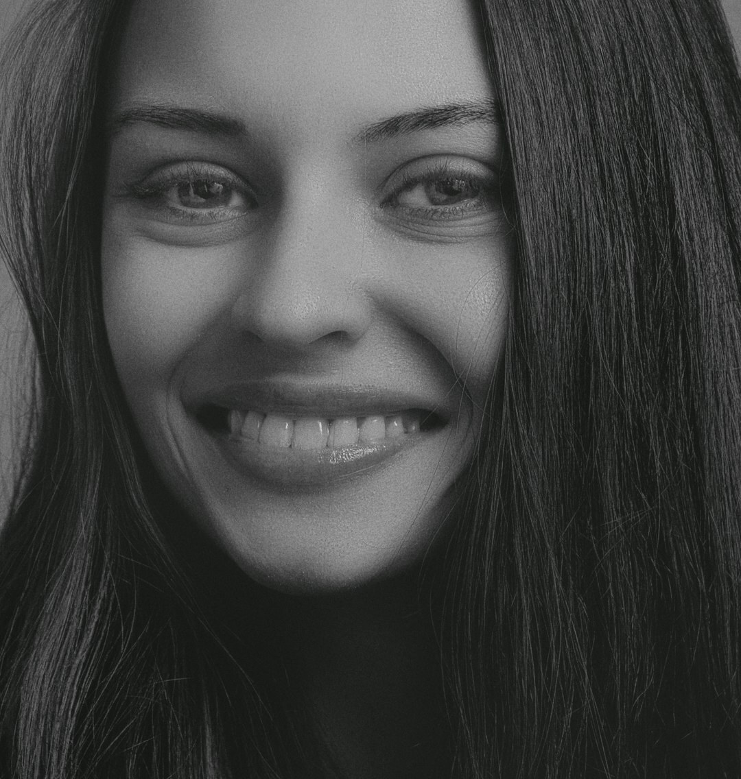 Studio portrait of a Brazilian woman with straight hair