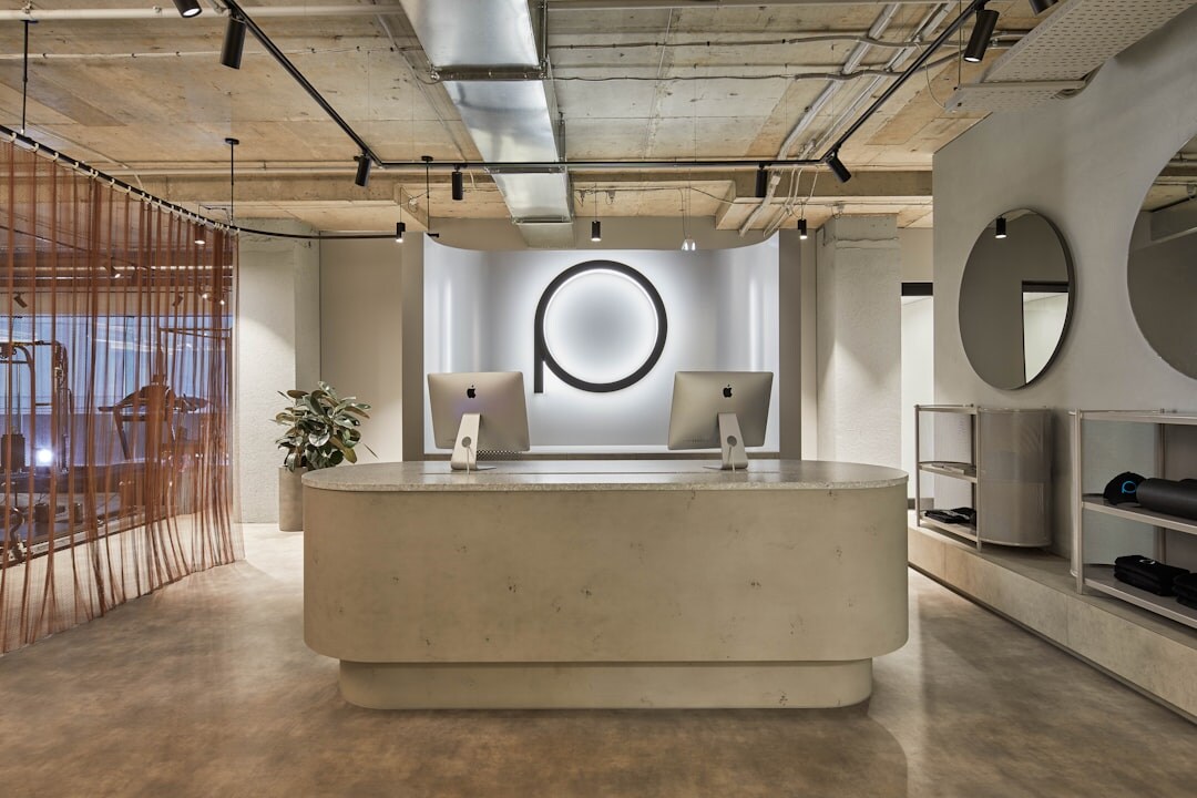 Bright reception area with plants and natural light